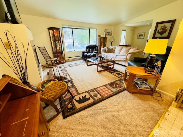 living room with a baseboard radiator