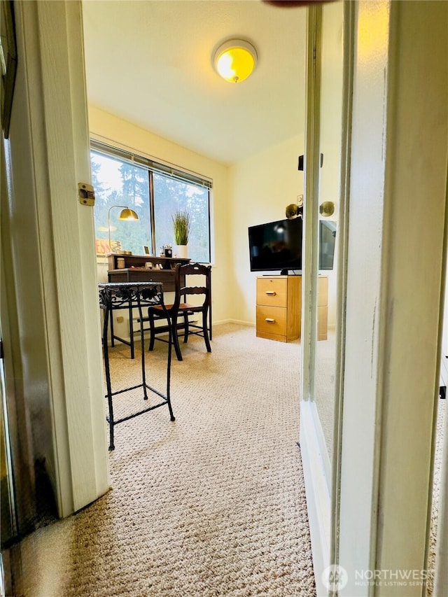 view of carpeted office space