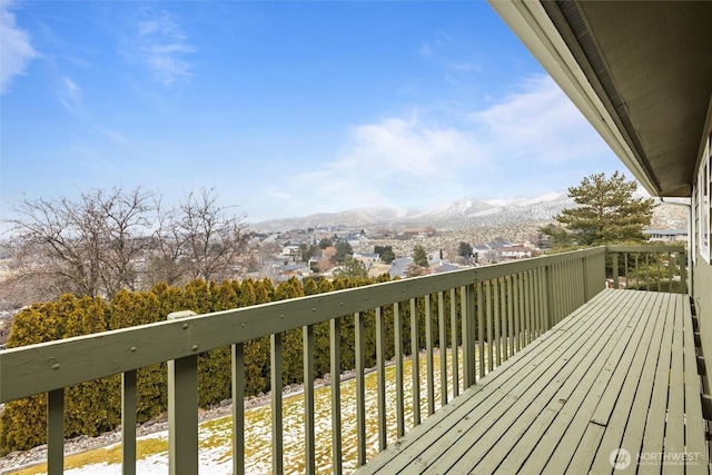 deck with a mountain view