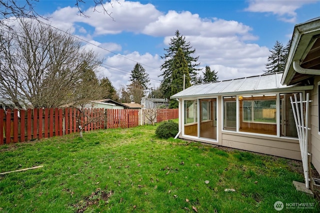 view of yard with a fenced backyard