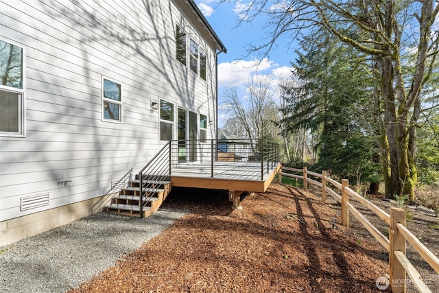 view of yard with a wooden deck