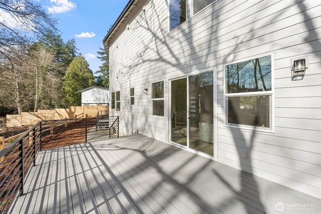 deck featuring fence