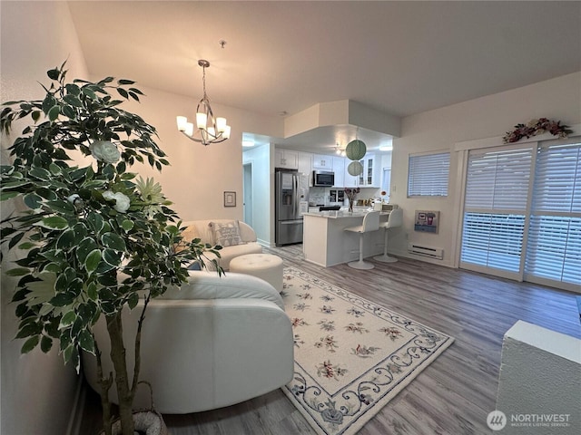 living room with light wood-type flooring