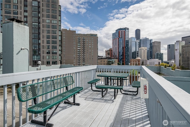 deck with a view of city