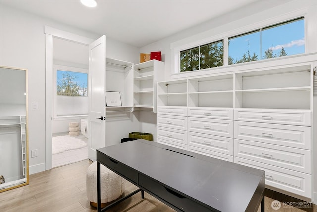 office area with light wood-type flooring