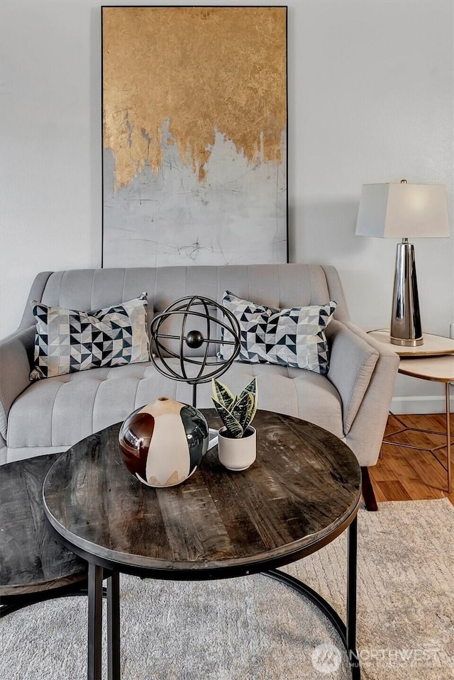 living area featuring wood finished floors