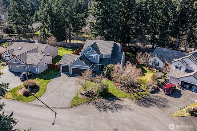 aerial view featuring a residential view