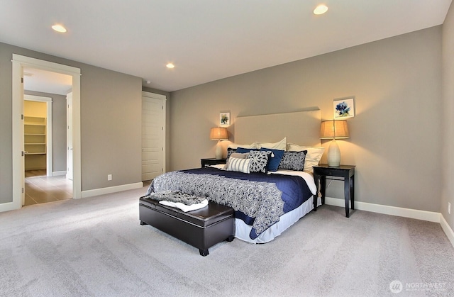 15814 Boise Ln SE, Yelm, WA 98597 - bedroom featuring recessed lighting, light carpet, and baseboards