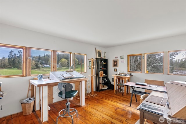 office with light wood-style floors