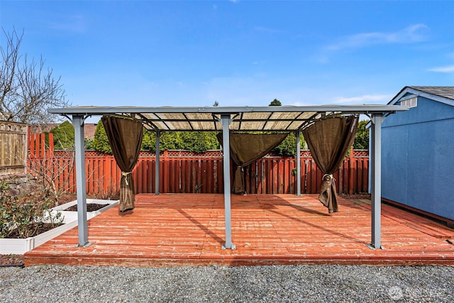 exterior space with a deck and a fenced backyard