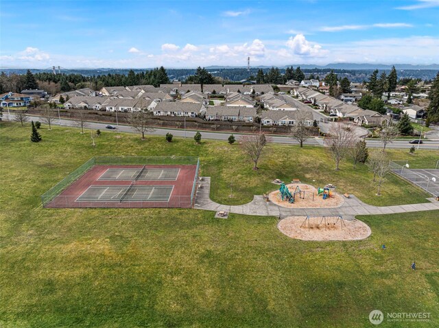 bird's eye view with a residential view