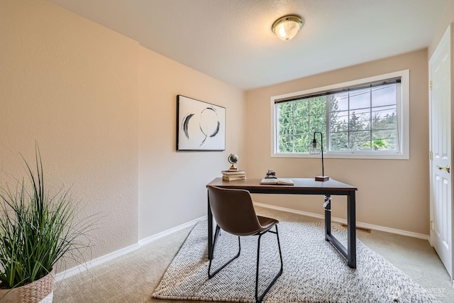 office space featuring carpet flooring and baseboards