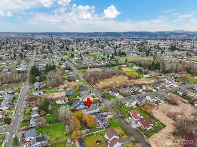 drone / aerial view with a residential view