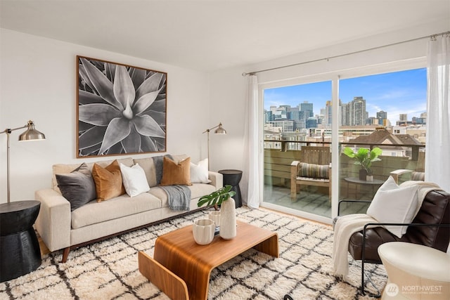 living room with a view of city