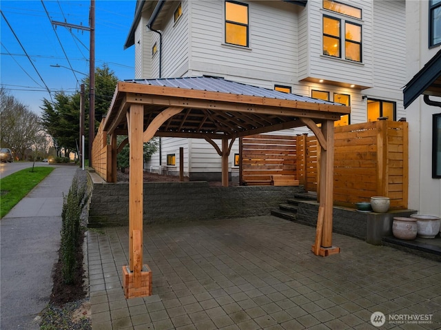 view of patio featuring a gazebo