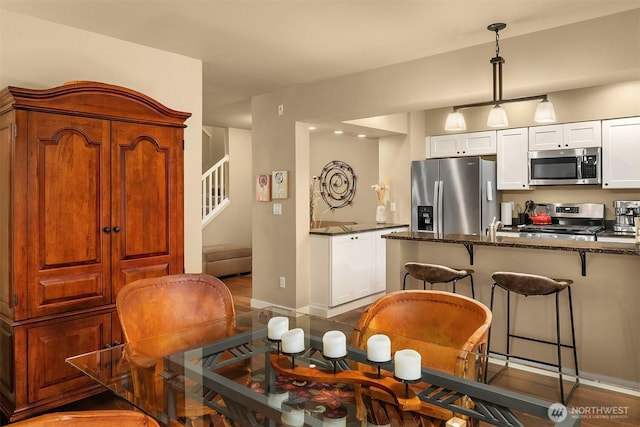 dining area with stairway