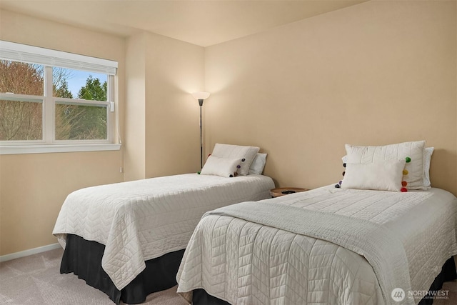 bedroom with baseboards and carpet floors