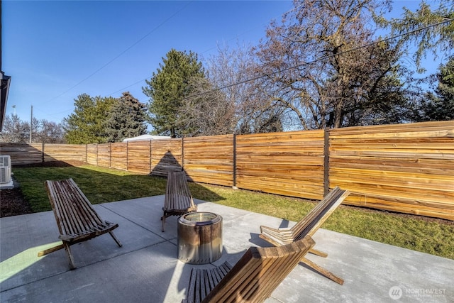 view of patio featuring a fenced backyard