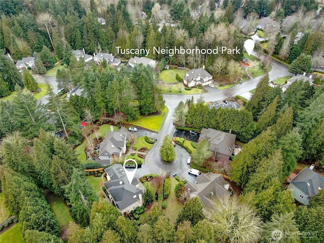 bird's eye view with a residential view