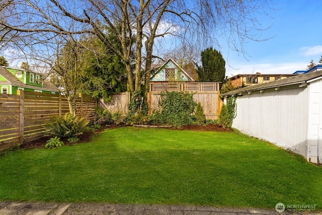 view of yard featuring a fenced backyard