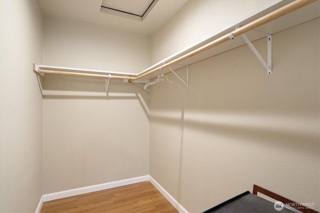 spacious closet with wood finished floors