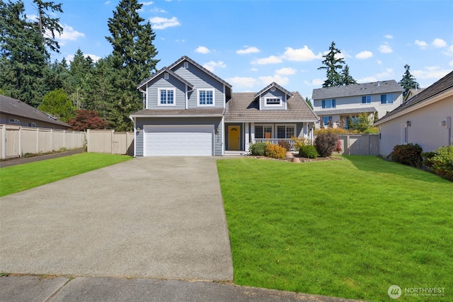 9100 Lewis Dr NE, Lacey, WA 98516 - traditional-style home featuring covered porch, concrete driveway, and an attached garage