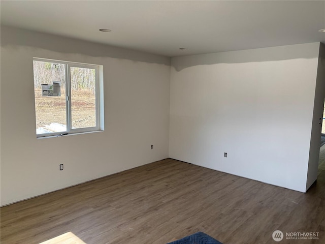 spare room featuring wood finished floors