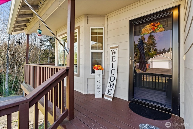 deck featuring covered porch