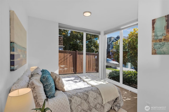 bedroom with expansive windows