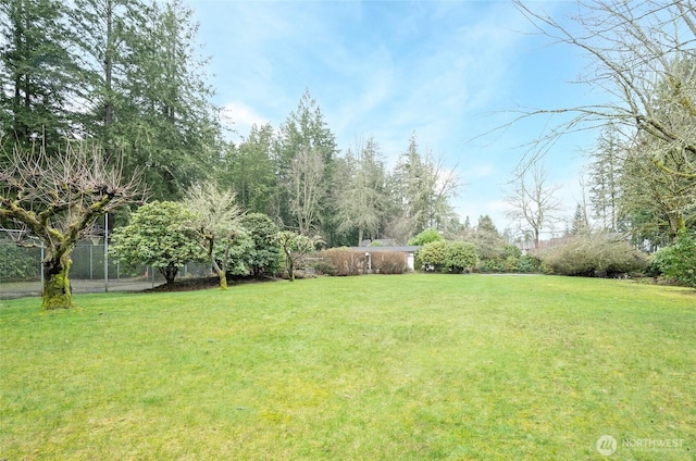 view of yard featuring fence