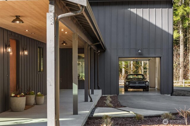 entrance to property with board and batten siding