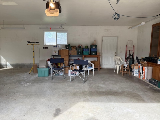 garage with a garage door opener