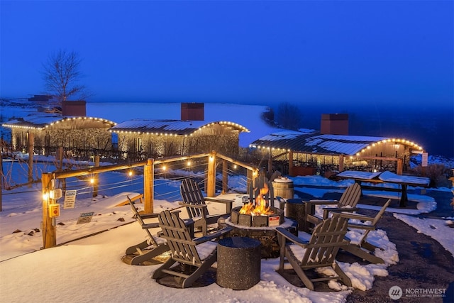 exterior space featuring a fire pit