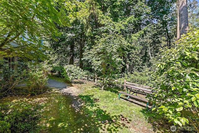 view of home's community with a forest view