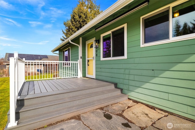 wooden deck featuring covered porch