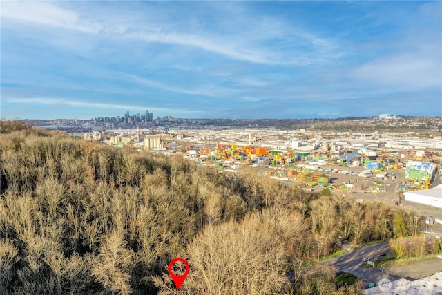 aerial view featuring a city view