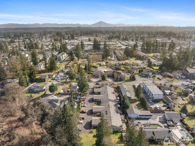 bird's eye view featuring a residential view and a mountain view