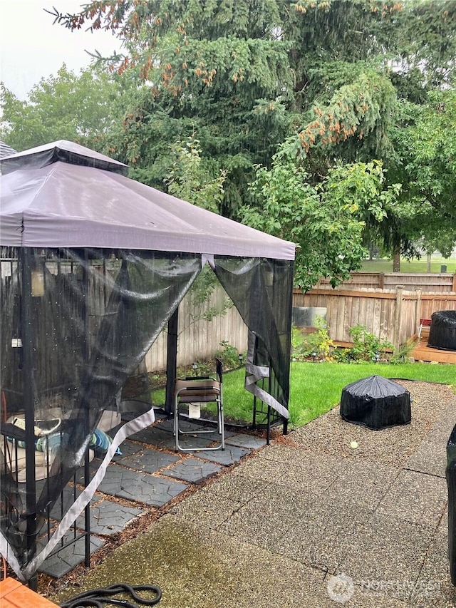 view of yard with a patio area and fence