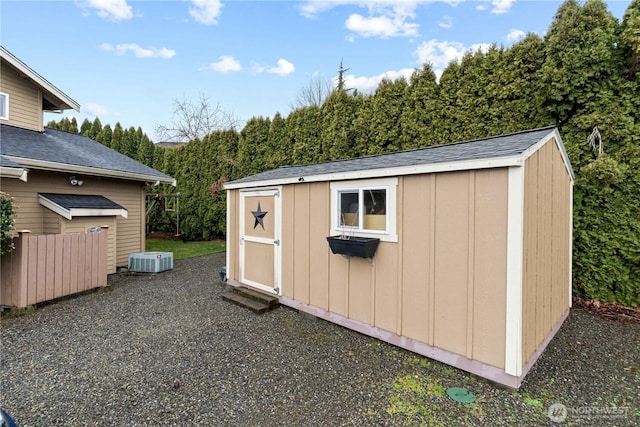 view of shed featuring central AC