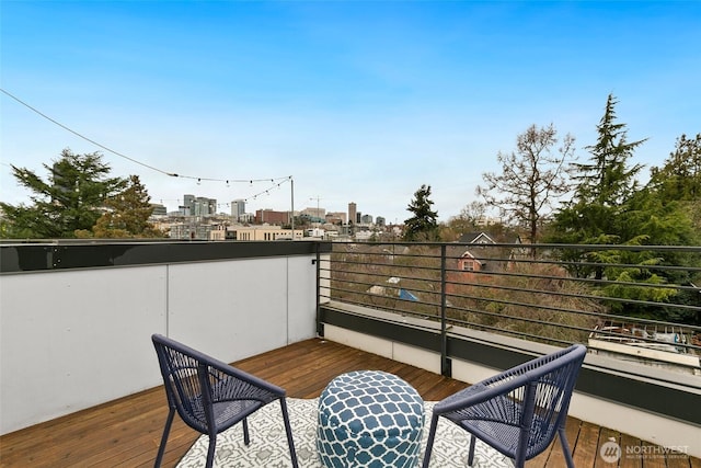 balcony with a view of city