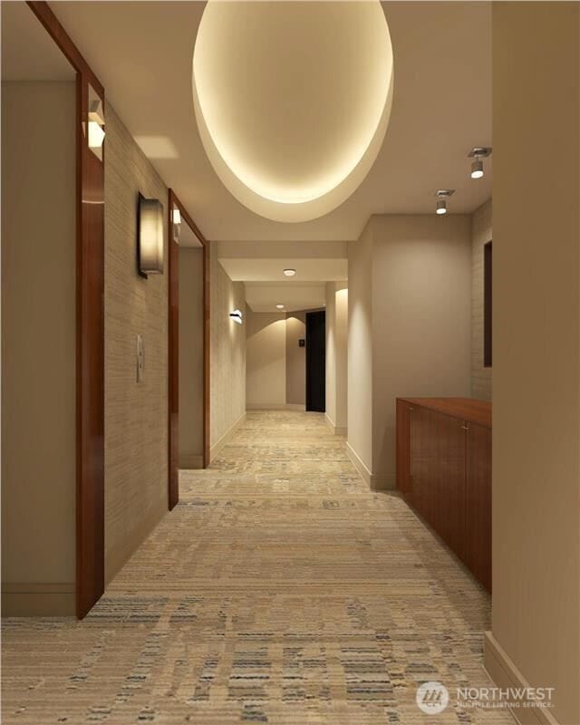 hall featuring light wood finished floors