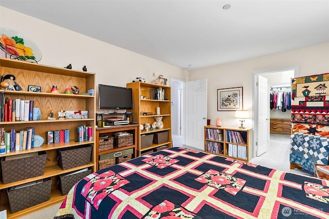 bedroom with a walk in closet and a closet