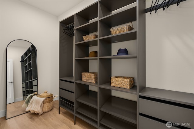 spacious closet with light wood-style floors