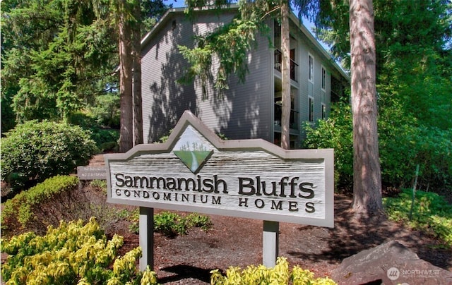 view of community sign