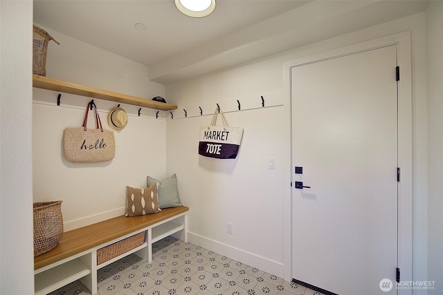 mudroom featuring baseboards