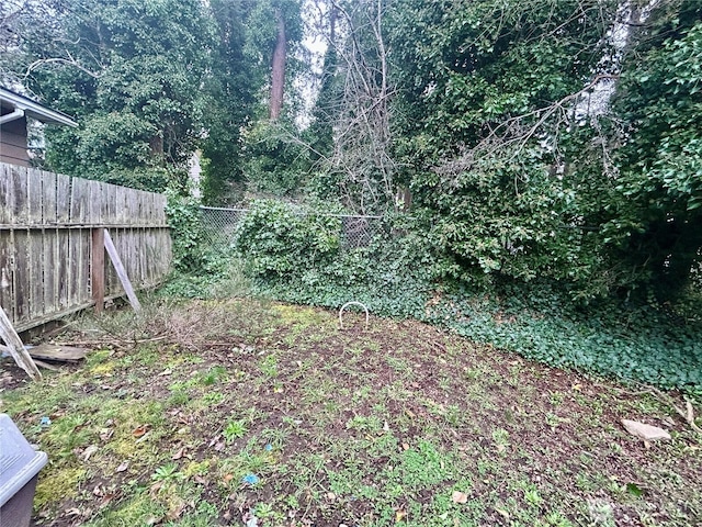 view of yard featuring a fenced backyard