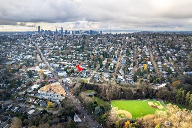 aerial view featuring a view of city