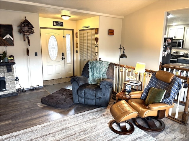 living area with wood finished floors