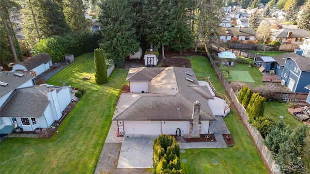 drone / aerial view with a residential view