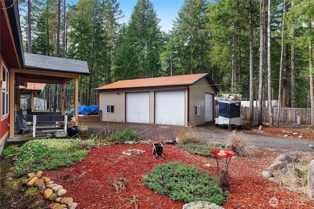 view of detached garage